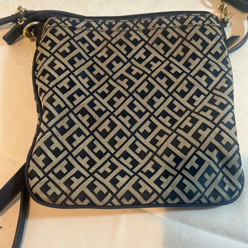 Tommy‎ Hilfiger Black and Tan Crossbody Bag